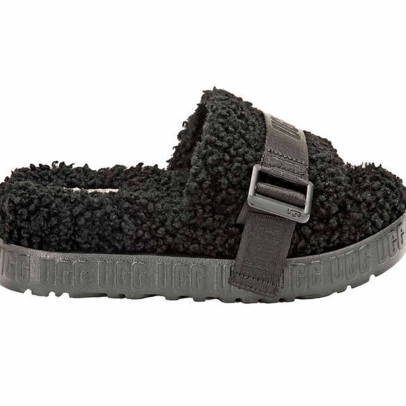 UGG Black Shearling Slide Sandals - Women’s Sz. 9 - Picture 4 of 7